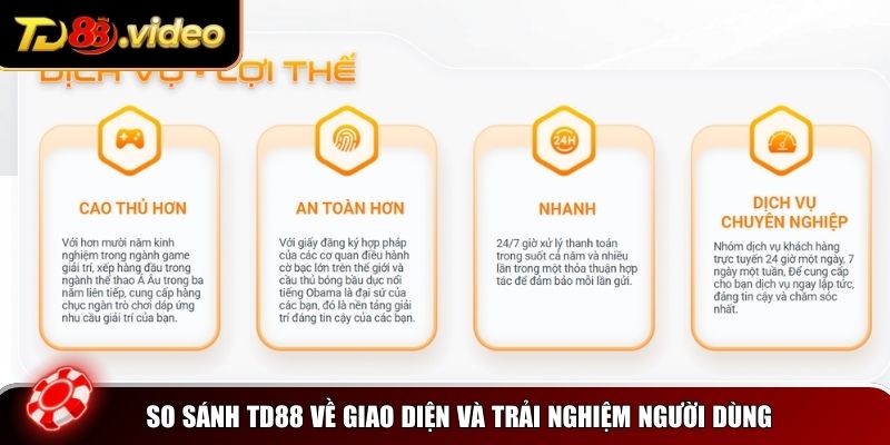 So sánh TD88 với các nhà cái trực tuyến khác về giao diện