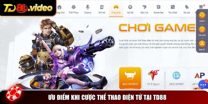 Ưu điểm khi cược thể thao điện tử tại TD88