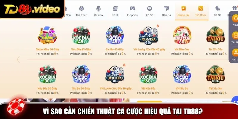 Vì sao cần chiến thuật cá cược hiệu quả tại TD88?